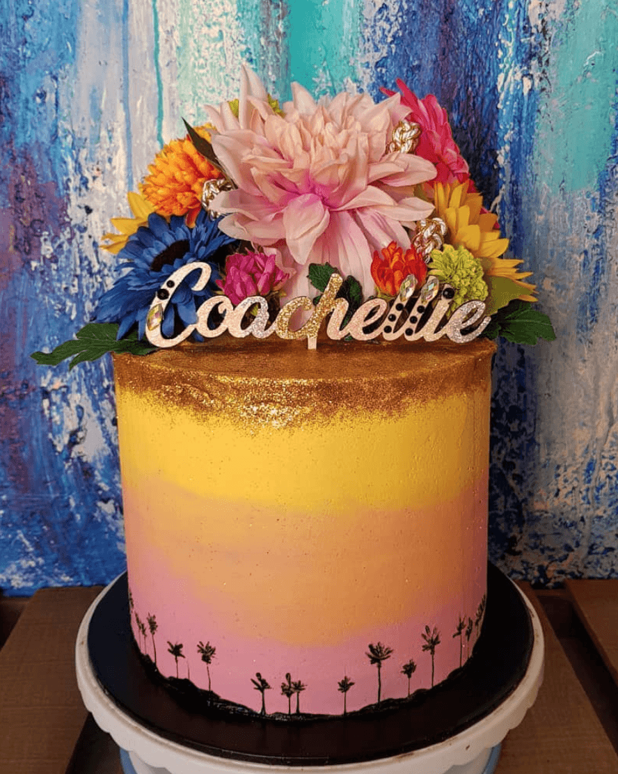 Coachella-Themed Party cakes | Party cakes, Sweet 16 birthday party,  Birthday party cake